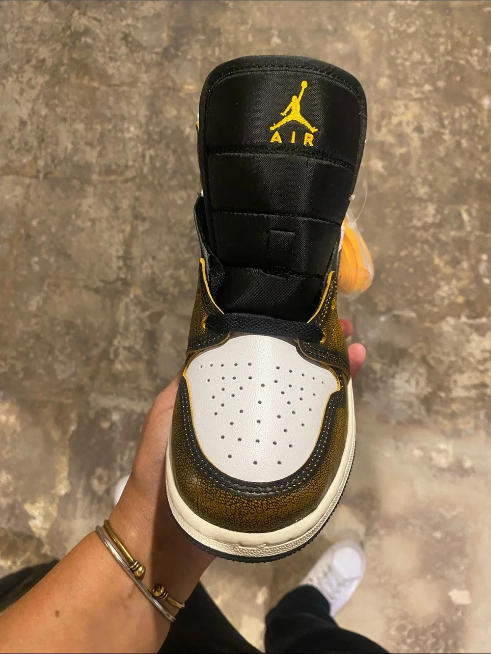 Jordan Mid-Top Sneakers in White, Black and Yellow